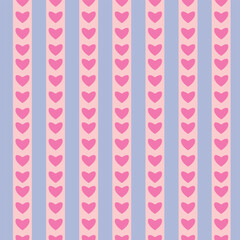 seamless pattern with pink stripes and heart 