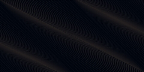 Abstract black background with grey diagonal lines. Modern dark stripes texture. Line art. Minimalist lines design. Suit for poster, cover, banner, backdrop, wallpaper, web, flyer. Vector Illustration