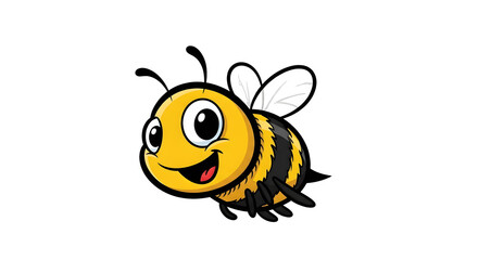 Fototapeta premium Cartoon Bee Flying with a Smile on Transparent Background