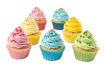 Collection set  assortment of colorful cupcakes PNG Image
