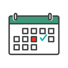 Vector icon of a calendar with a single marked date, clean and modern flat style for planner apps