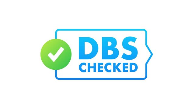 DBS checked certificate with check mark animated icon with white and green screen