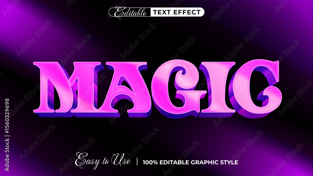 Poster 3d magic text style effect template editable text effect