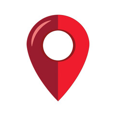 A red map pin vector icon in a simple flat style, used to mark location or GPS point