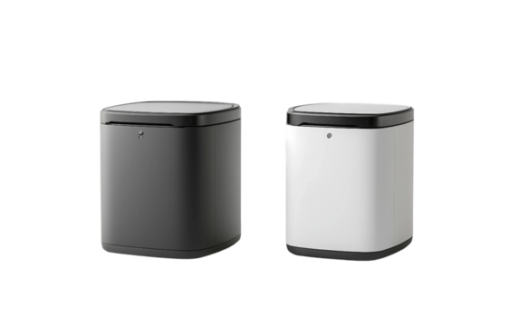 AI driven waste bin equipped with automatic sorting functionality designed to enhance smart recycling and waste management isolated on transparent background PNG