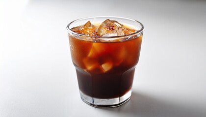 iced cold brew coffee served in a transparent cup on white background refreshing summer beverage