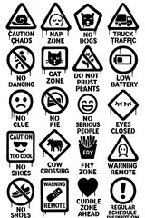 Obraz premium Random Sign and Symbol Icons – Black Graffiti Spray Paint Collection