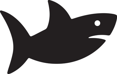 Black Shark Vector Icon for Fear, Strength, and Power Concepts.
