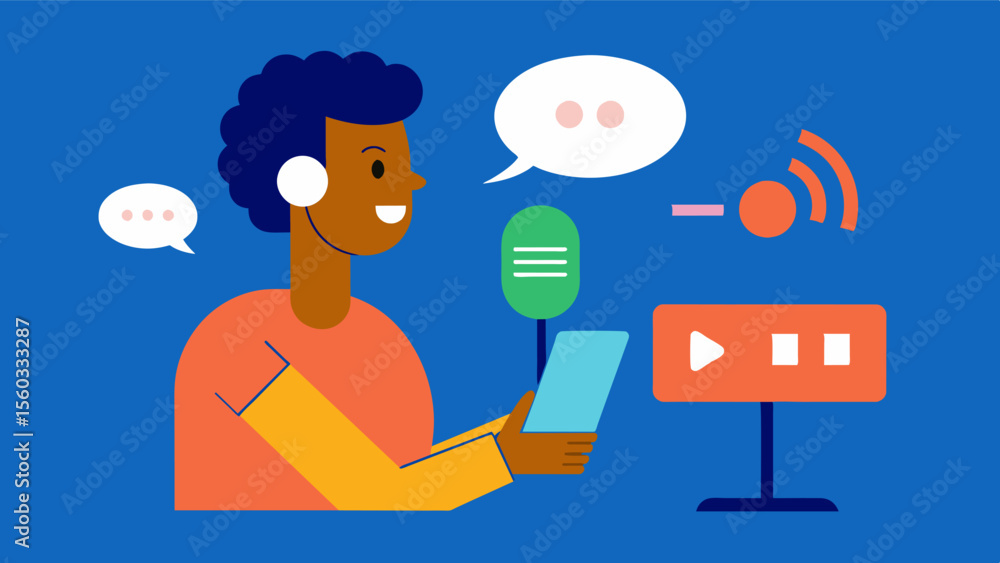 Poster a person using voice memos to jot down creative ideas and thoughts enhancing their brains creativity