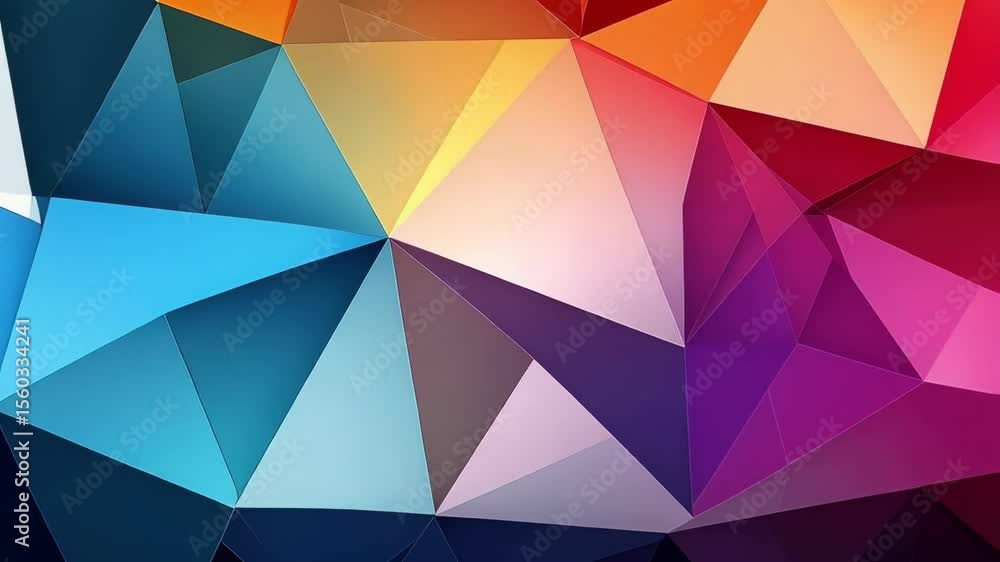 Aufkleber abstract geometric background with vibrant colors, polygonal shapes in dynamic composition creating 