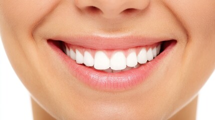 Obraz premium A close-up of bright, healthy white teeth with a clean and radiant smile