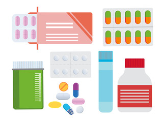 isometric medical pill tablet container plastic bottle drug capsules pharmaceutical care treatment 3d flat illustration pharmacy medication