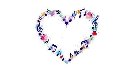 Watercolor Heart Filled with Music Notes Illustration