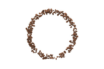 Coffee Beans on Circle Path on a transparent alpha channel background for easy drag and drop use.