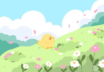 easter eggs in the grass