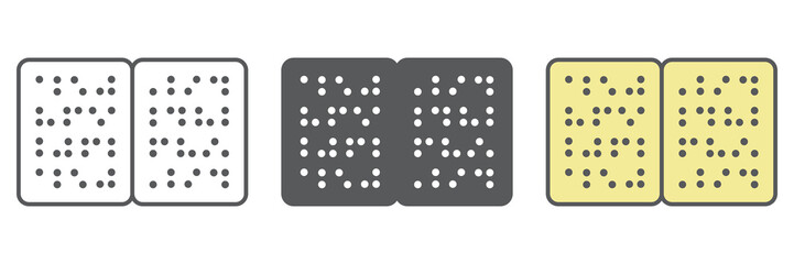 Braille book icon collection, disability and blind, book written in braille sign vector set graphics, editable stroke linear icon, eps 10