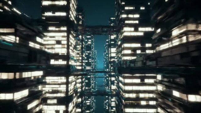A sky-high futuristic cityscape displaying innovative architecture