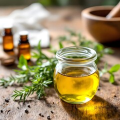 Fototapeta premium olive oil and herbs