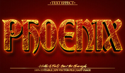 Phoenix Vector Text Effect Editable Alphabet Fire Mythology Legend