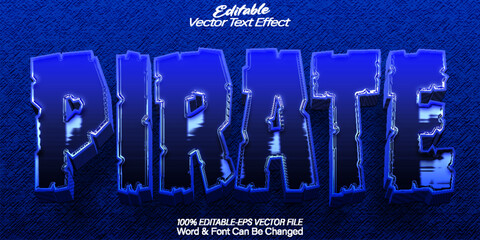 Pirate Vector Text Effect Editable Alphabet Blue Sea Template Captain