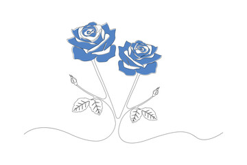 Hand-drawn rose flower one-line art drawing isolated on white background. Minimalist rose icon	