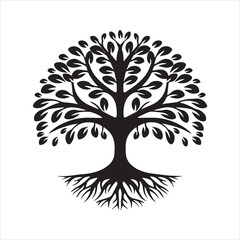Tree of Life Silhouette Vector Icon Nature Design
