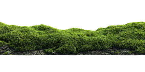 Lush green moss covered hill on a black background, showcasing vibrant texture and natural beauty Concept of nature, environment, and organic growth
