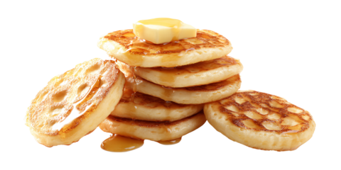 Stack of golden brown pancakes with melting butter and dripping maple syrup Delicious breakfast concept of sweet indulgence and comfort food