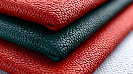 Stacked red and green leather textures