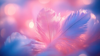 Obraz premium Delicate feather close-up in soft pastel colors