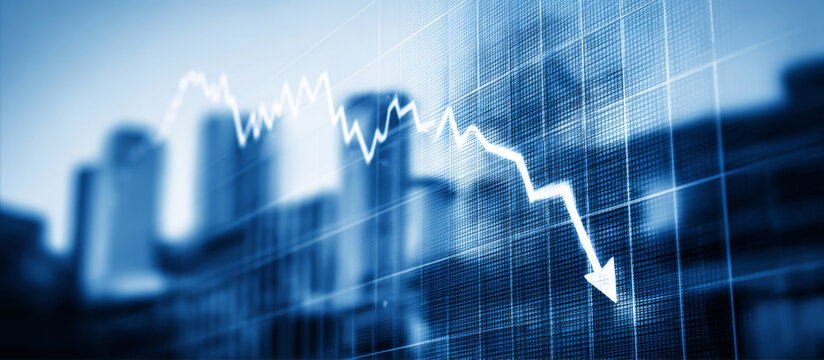 Business trending bar graph financial curve on blurred analytical charts background, economic corporate success, and data-driven strategy concept, for commercial graphics, marketing presentations