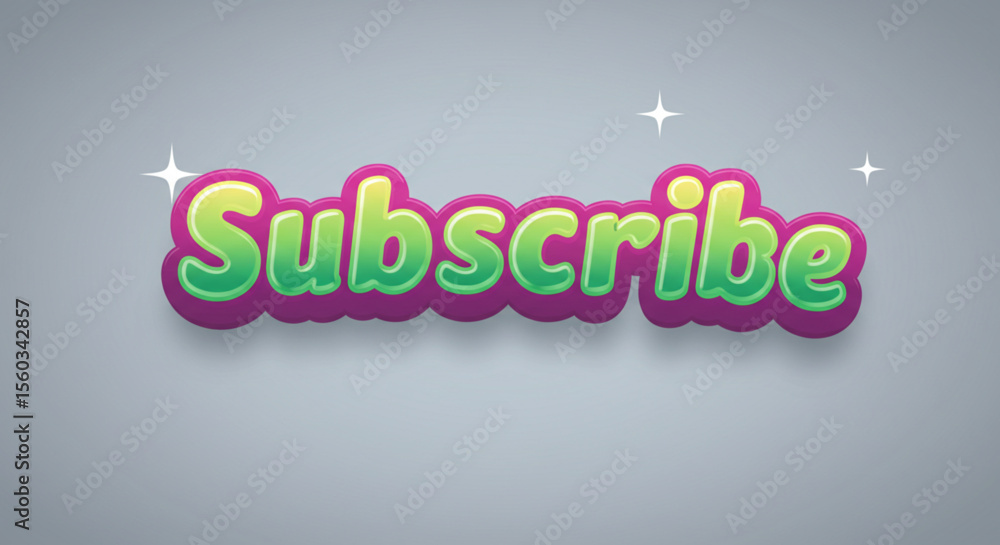 Poster Colorful Subscribe Button Gradient Text Effect Design