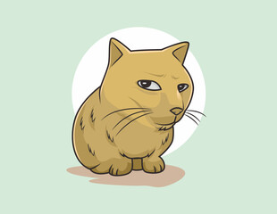 Suspicious Looking Cat Cartoon Illustration