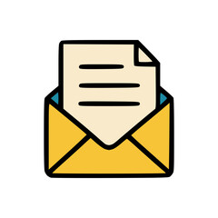 Open envelope with visible letter document symbolizing communication message notification email or postal mail delivery concept