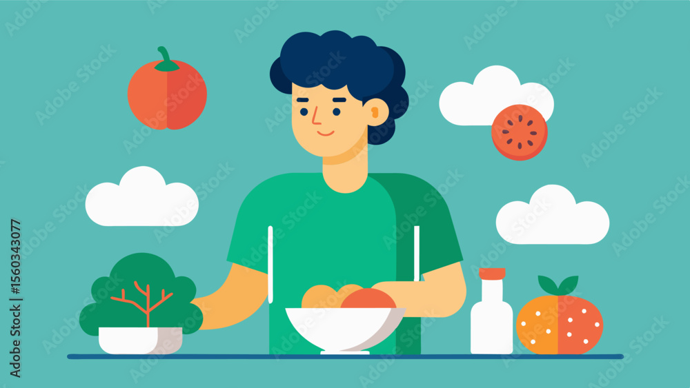 Aufkleber a person cooking a meal from scratch using fresh and whole ingredients emphasizing the importance of