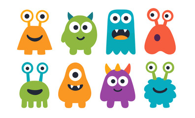 Obraz premium Colorful cute cartoon monsters: fun and quirky character collection
