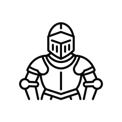 Medieval knight in full armor icon symbol representing strength and protection
