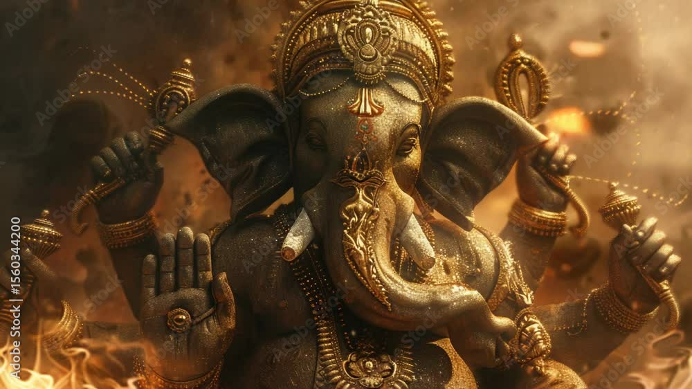 Poster a detailed view of an elephant statue with intricate details