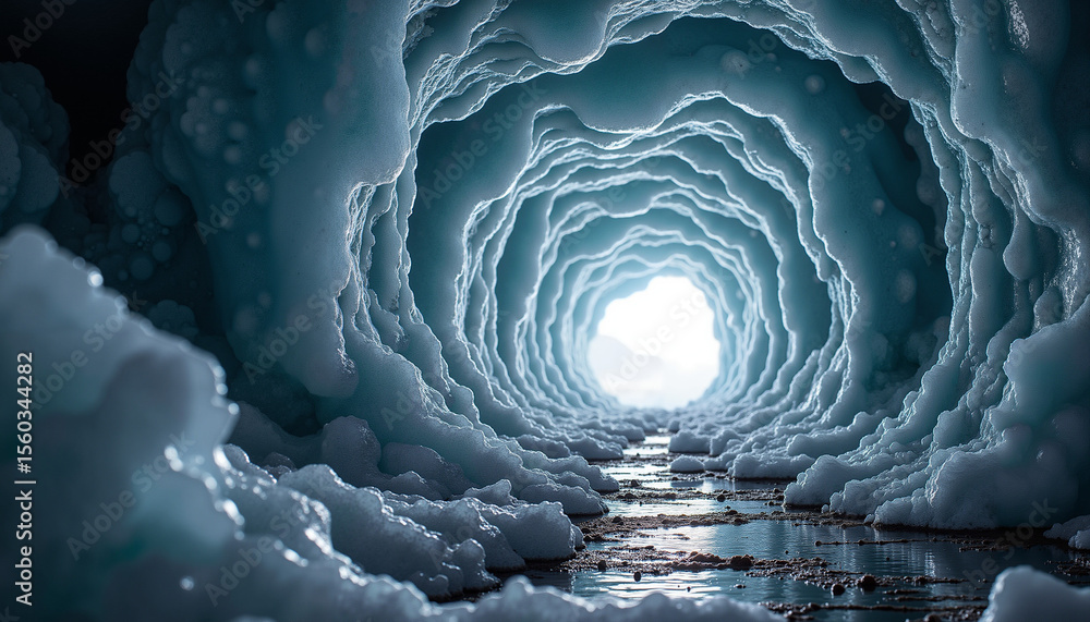 Poster close-up of an ice cave wall with intricate patterns and textures