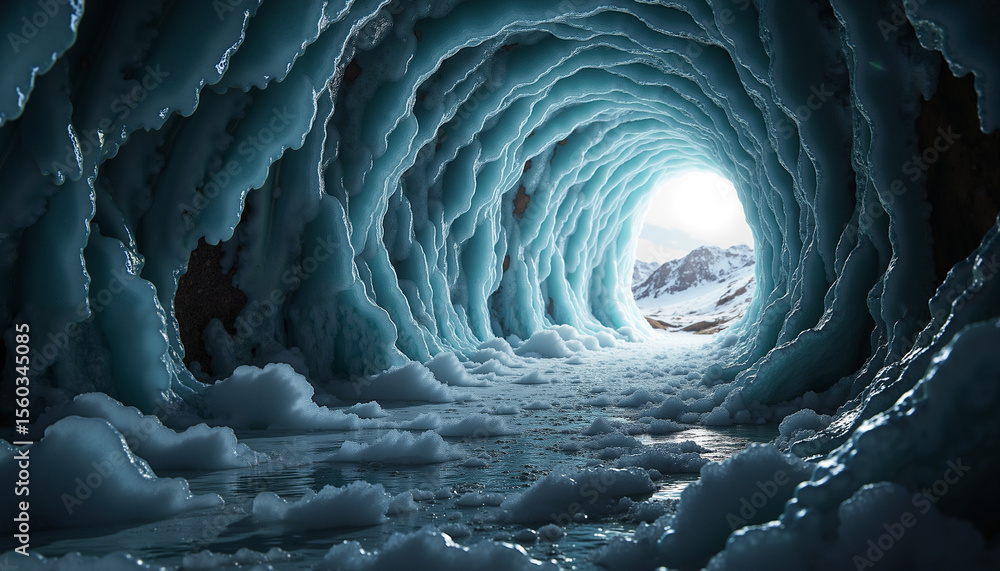 Poster close-up of an ice cave wall with intricate patterns and textures