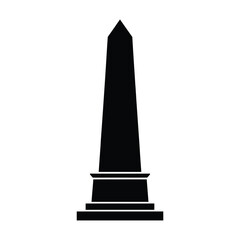 Silhouette of a tall obelisk monument memorial or gravestone against a white background