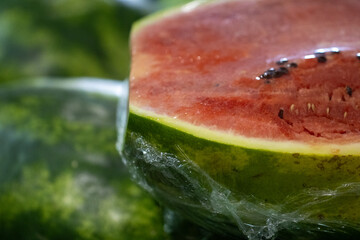 Wrapped watermelon for display