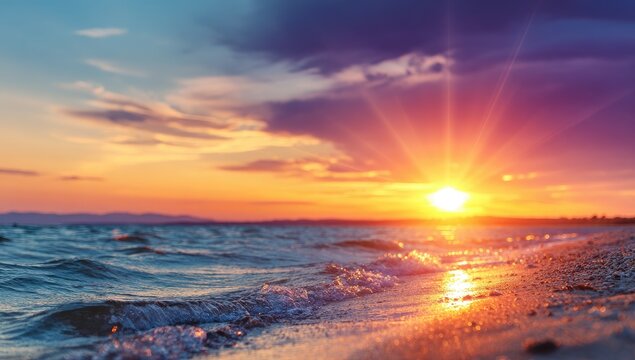 Vibrant sunset over the ocean - Powered by Adobe