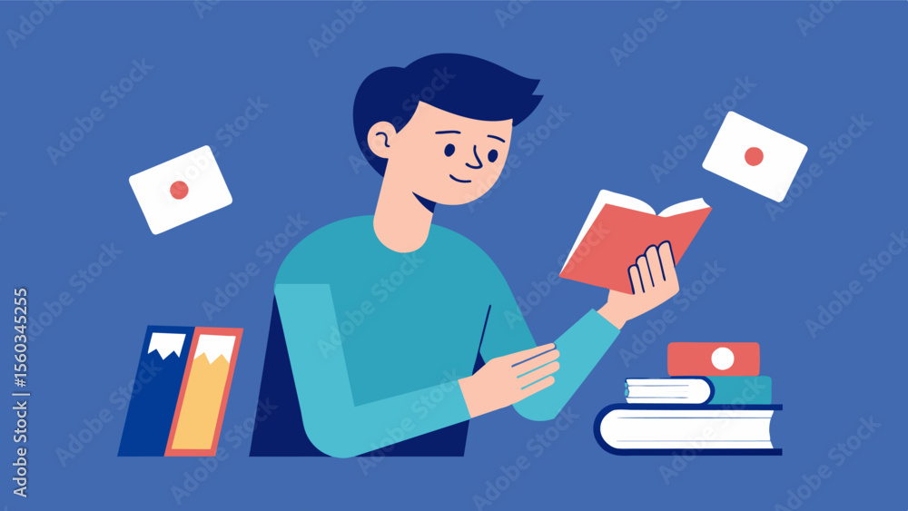 Poster a student using flashcards to study for a vocabulary test a popular memory recall technique to aid i