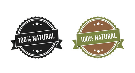 Two "100% Natural" badge designs on white background