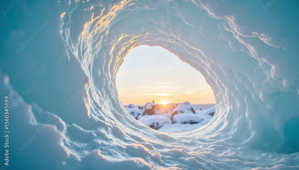 Poster close-up of ice cave wall with intricate patterns and textures