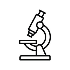 Simple black outline icon of a laboratory microscope on a white background
