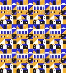 Seamless pattern. Abstract background with urban city elements