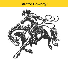 Vector cowboy baking horse.	