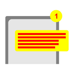 vector illustration of an incoming text message notification icon on a mobile phone